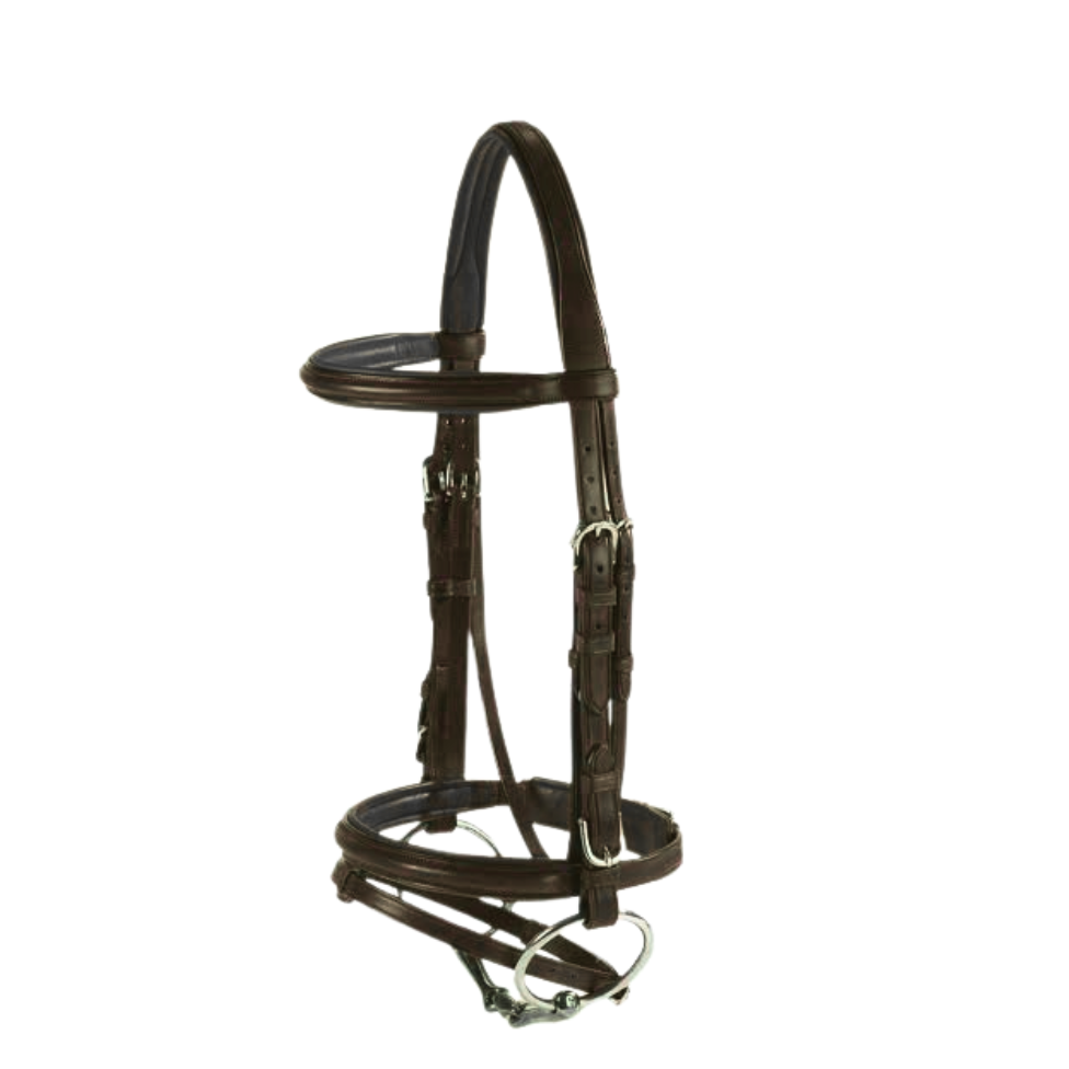 Van-Jan Classic Leather Snaffle Bridle with Crank Flash Noseband and Reins