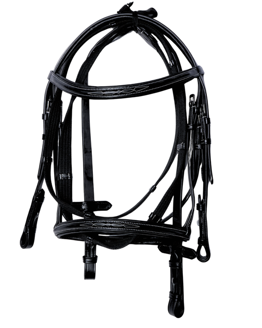 Van-Jan Anatomical Snaffle Jumping Bridle with Rubber Reins