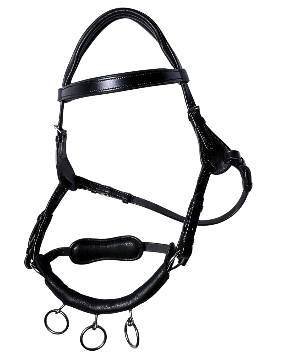 Van-Jan Premium Leather Cavesson Bridle with Integrated Lungeing Rings