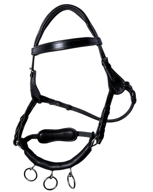 Van-Jan Premium Leather Cavesson Bridle with Integrated Lungeing Rings